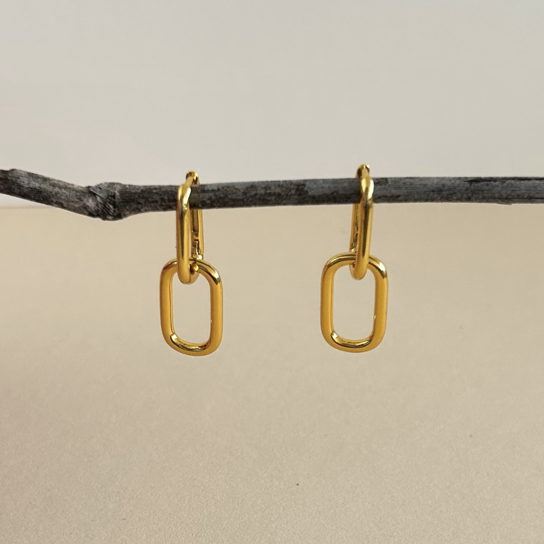 Pendientes aros doble de acero inoxidable bañados en oro