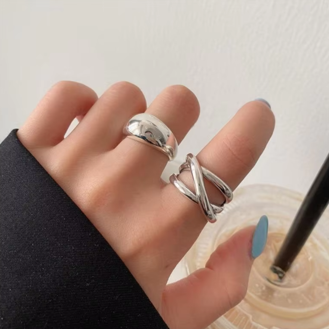 Anillo triple cruzado de plata