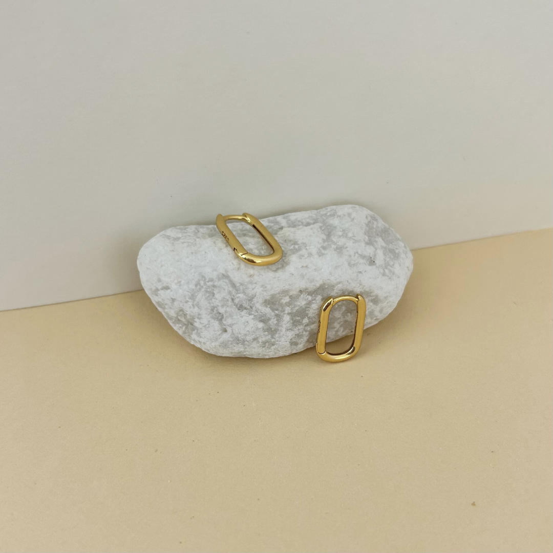 Pendientes aros doble de acero inoxidable bañados en oro
