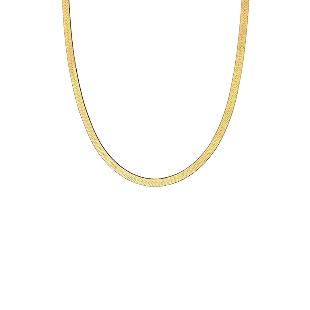 Collar tipo espiga de acero inoxidable bañado en oro