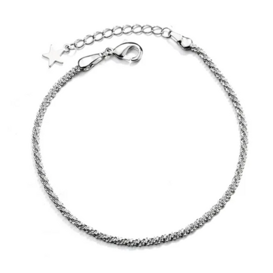 Pulsera tipo cordón de plata