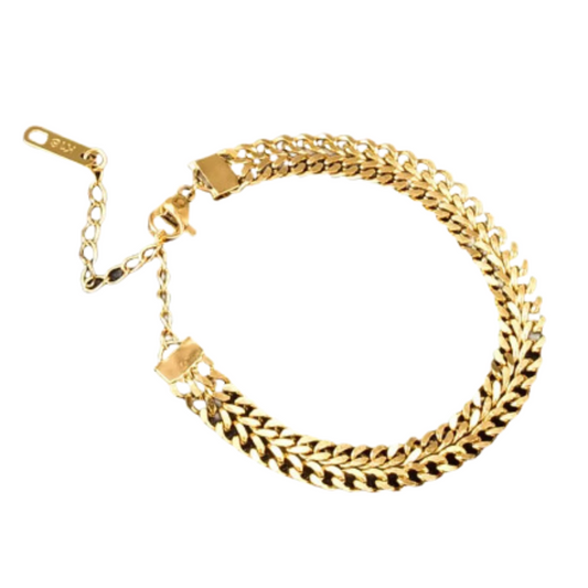 Pulsera de acero inoxidable bañado en oro