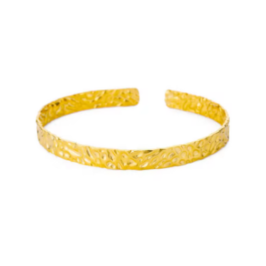 Pulsera rígida de acero inoxidable bañado en oro