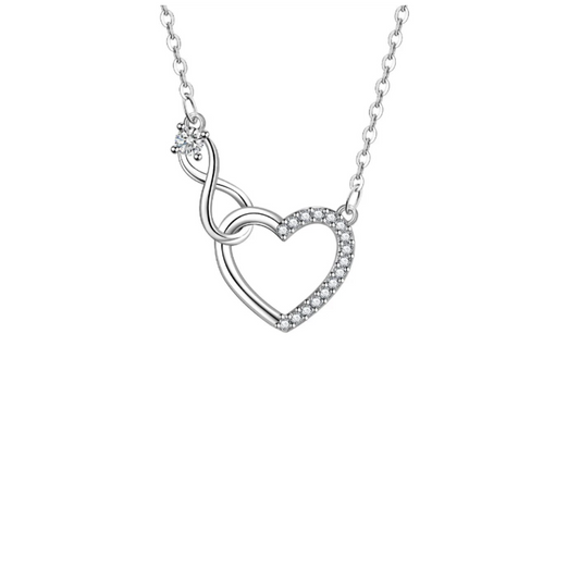 Collar de plata corazón infinito con circonita